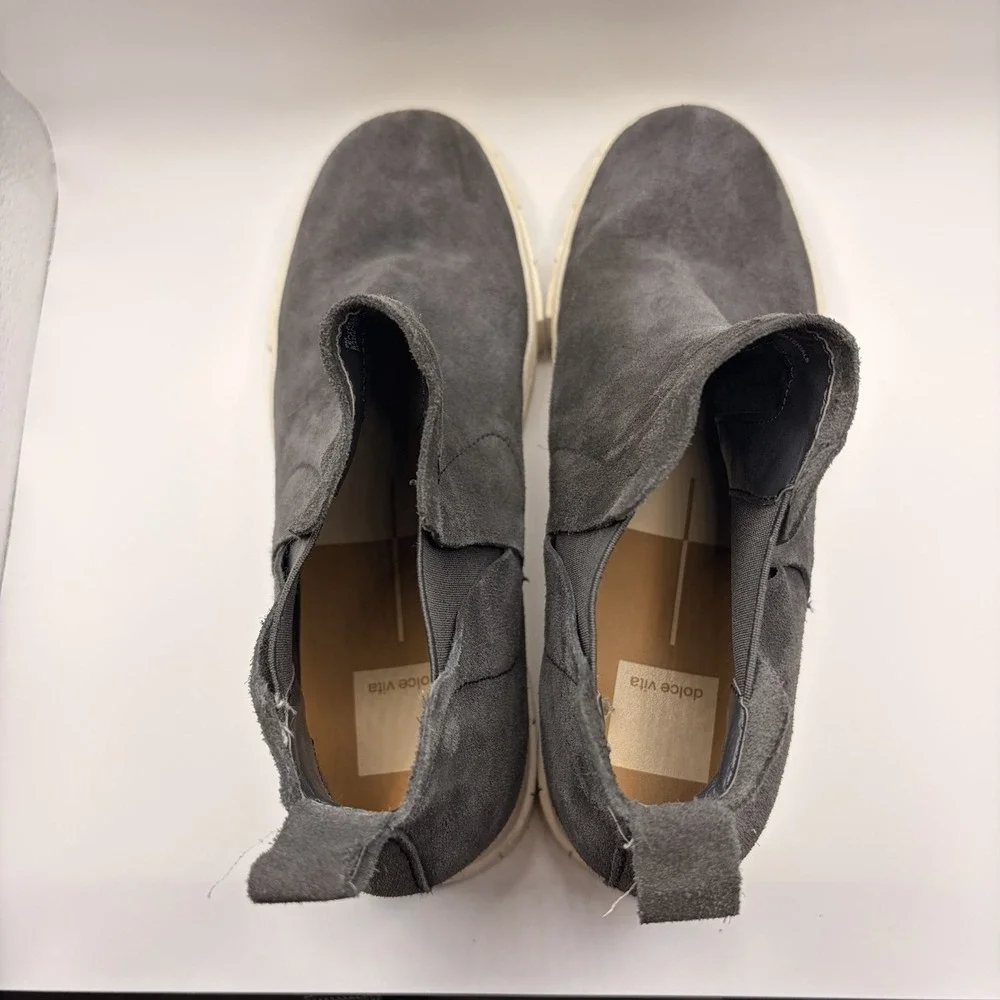 Dolce Vita Zable Womens 9 Gray Suede Leather Chelsea Platform Boots